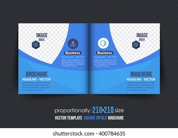 Square Bi-Fold Brochure Template. Corporate Leaflet, Cover Design