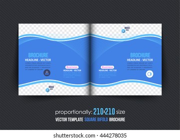 Square Bi-Fold Brochure Template. Corporate Leaflet, Cover Design