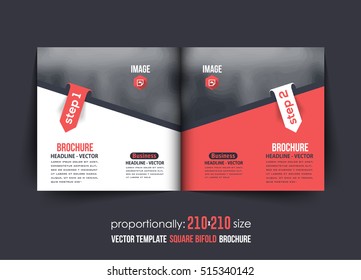 Square Bi-Fold Document and Brochure, Vector Background. Corporate Bi-Fold Leaflet, Textbook Cover Design. Image Add Feature, Business Elements and Print Ready Bi Fold Pamphlet or Booklet Template