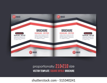 Square Bi-Fold Document and Brochure, Vector Background. Corporate Bi-Fold Leaflet, Textbook Cover Design. Image Add Feature, Business Elements and Print Ready Bi Fold Pamphlet or Booklet Template