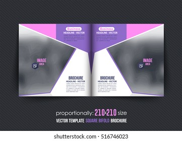 Square Bi-Fold Document and Brochure, Vector Background. Corporate Bi-Fold Leaflet, Textbook Cover Design. Image Add Feature, Business Elements and Print Ready Bi Fold Pamphlet or Booklet Template