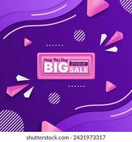 Square big sale discount banner template design