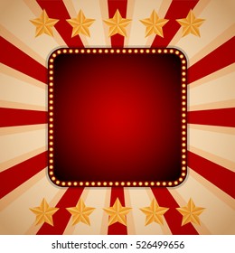 Square billboard. Electric bulbs. Retro light frames. Vector illustration eps10