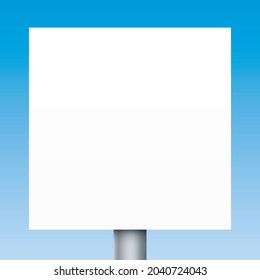Cartel cuadrado sobre un fondo azul. Parodia vectorial de banner publicitario con espacio de copia.