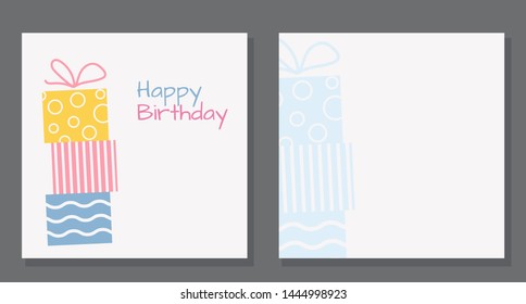 Square birthday greeting card. Vector illustration