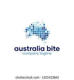 Square bit Australia map Logo Design Idea