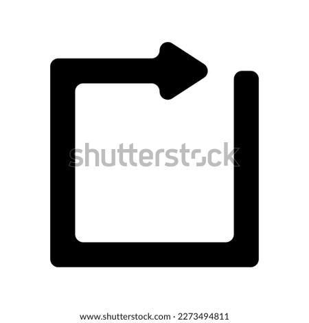 Square black arrow vector icon. Circle arrow vector. Square non-locking arrow. Vector illustration.