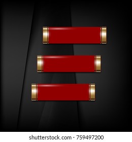 The square black Background and red rectangle banners