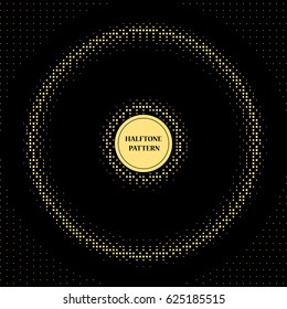 Square black background size with halftone pattern in yellow colors. Vector business templates for flyer, card, brochure, cover, etc.