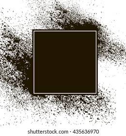 square black banner, grunge texture, background for text with splashes and stains of ink