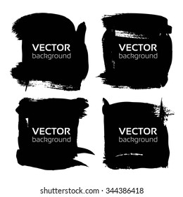 Square black banners from thick smears isolated on white background