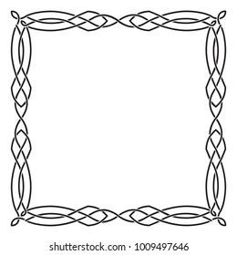 Square black Celtic frame. Isolated vector image on a background against a background.