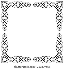 A square black Celtic frame on a white background. Isolated vector image.