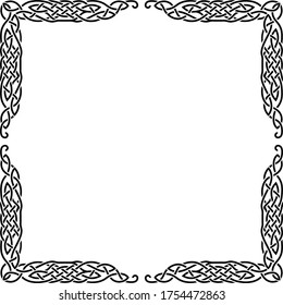 Square black celtic frame with a traditional pattern.