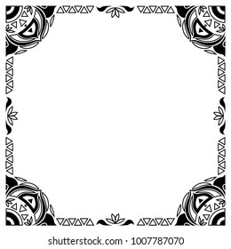 A square black classic frame with corner ornament. Isolated vector image on white background.