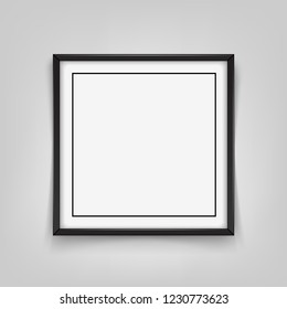 Square black frame on grey background. Vector illustration