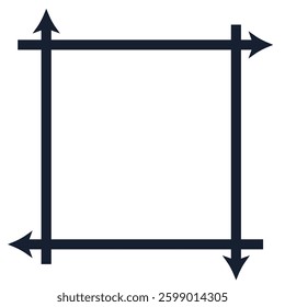 Square black frame of straight arrows. Recycling square sign. Flat vector illustration isolated on white background.