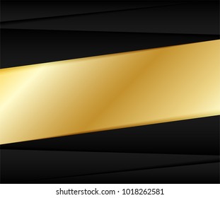 Square Black  Golden abstract background design with Gradient and shadows. Vector