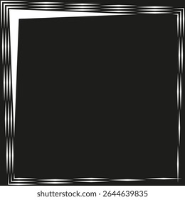 Ícone de preto quadrado. Elemento de forma com moldura. Forma de contraste vetorial. Design de borda abstrato.