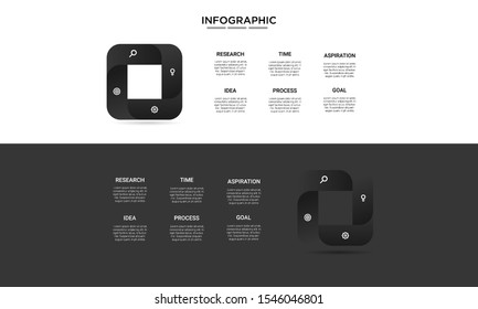 square black Infographic stack chart design with icons and options or steps. Infographics for business concept. Can be used for presentations banner, workflow layout, process diagram, flow chart 