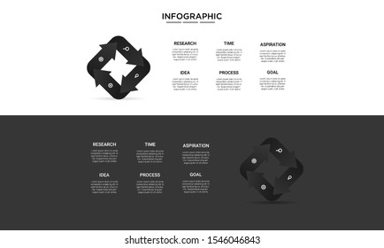 square black Infographic stack chart design with icons and options or steps. Infographics for business concept. Can be used for presentations banner, workflow layout, process diagram, flow chart 