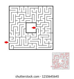 Square black labyrinth on white background. Children maze. Game for kids. Children puzzle. Help find a way out