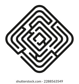 Square black labyrinth puzzle. Maze game vector template illustration isolated on white background