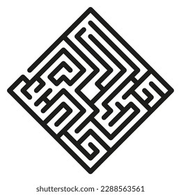Square black labyrinth puzzle. Maze game vector template illustration isolated on white background
