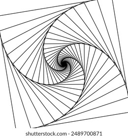 Square black line optical illusion art vector illustration