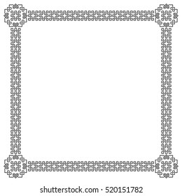 Square black ornate frame, interlaced lines. 