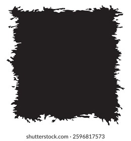 Square Black Rustic Rough Torn Paper Frame Background Vintage Retro Style with Copy Space