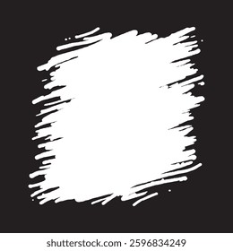 Square Black Slanted Brush Stroke Rough Frame Background with White Copy Space