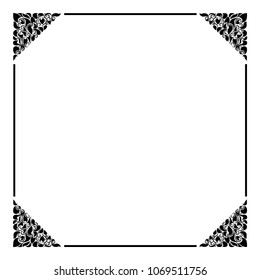 Square black vintage frame with corner ornament.