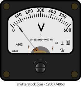 A square black voltmeter 4202 (year 1985) for 600 volt of alternating current 