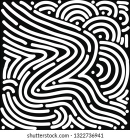 Square black and white abstract design pattern for inspiration of doodle art