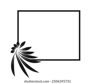 Quadratischer schwarz-weißer Rahmen mit einfachem Blumenornament. Rahmen und Rahmen Konzept Vektorkunst