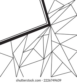 Square black and white polygonal vector background with empty blank copy space for social media post cover. Isolated vector wallpaper template.