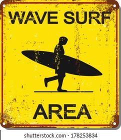 The Square Black and Yellow Warning No Lifeguard On Duty Surf At Your Own Risk Sign Isolated on White Background.shark attack vector set.metal sign