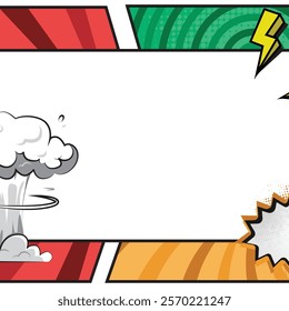 Square blank comic cartoon frame colorful background template design