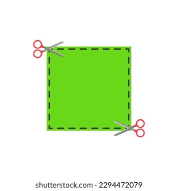 Square blank frame with scissors and a dotted cut line.