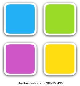 Square blank icons in flat style with shadows. Vector illustration 3D buttons  web design elements.
