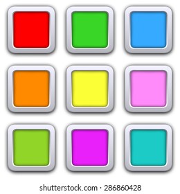 Square blank icons in flat style with shadows. Vector illustration 3D buttons  web design elements.