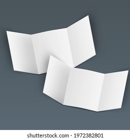 Square Blank Open Tri-fold Brochure Or Leaflet. EPS10 Vector
