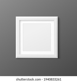 Square blank picture frame template, realistic vector illustration isolated.
