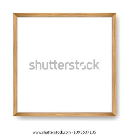 Square Blank picture frame template. Realistic wooden frame for poster with shadow.