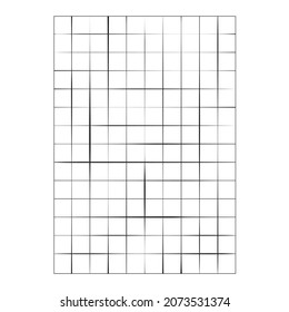 Square blank sheet of notebook line art on white isolated background. Vector illustration