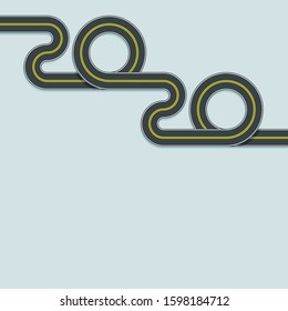 square blank template with year of 2020 road theme vector illustration