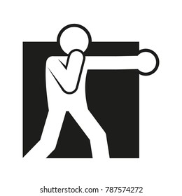 Square Block Boxing Punch Sport Figure Symbol Vector Illustration
