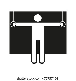 Square Block Gymnastic Flying Rings Rise Sport Outline Figure Symbol Vector