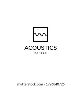 Square Block Wit Acoustic Waves, Simple Modern Logo Design For Acoustic Panel Business, Music Studios, Etc. Vector Template